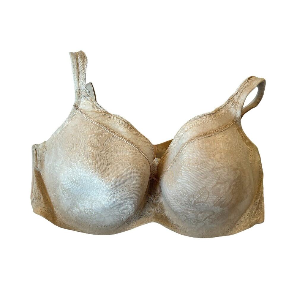 Cacique Lightly Lined Balconette Bra Size 42 DD Beige Lace Nude Beige Underwire‎